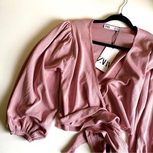 Zara Pink Wrap Top
